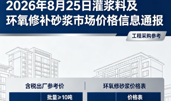 雨花台2026年8月25日灌浆料及环氧修补砂浆市场价格信息通报
